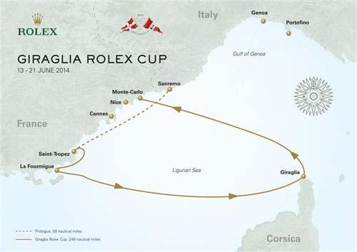 2014 Giraglia Rolex Cup map © Rolex/KPMS